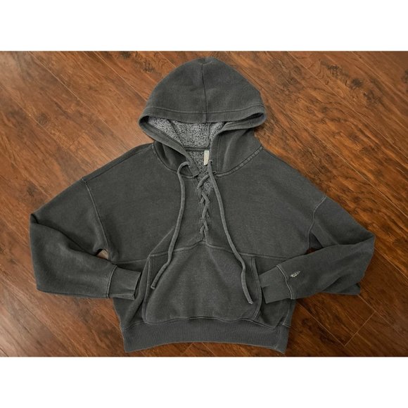 Free People Movement Believe It Gray Lace-Up Hoodie Size XS - Picture 3 of 8